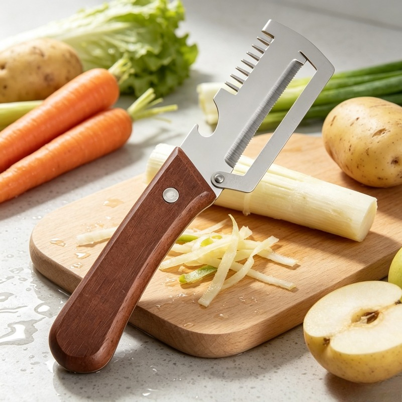Kitchen Gadgets Built In - مقشرة خضروات مسننة 2 في 1،
