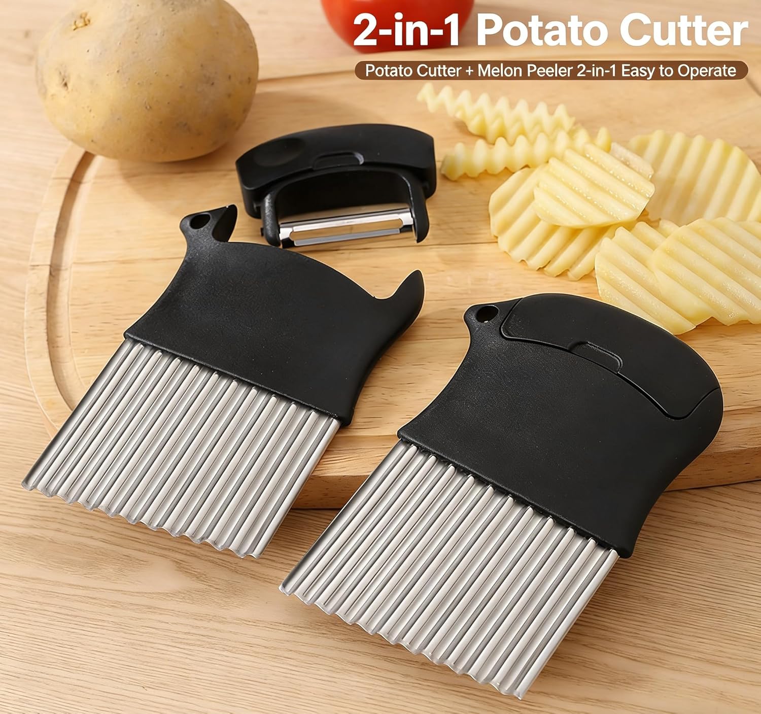 قطاعة بطاطس 2 في 1، قطاعة مموج - مراجعة Kitchen Gadgets Built In وسعره